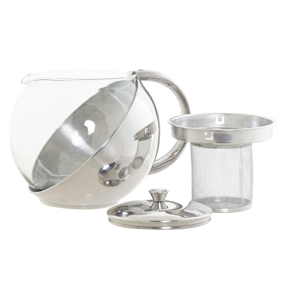 Items Theepot - Glas - RVS - 1100 Ml - Met Filter En Handvat - Afbeelding 2