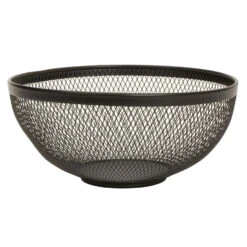Metalen Draadmand Fruitschaal - Zwart - Rond - 26 X 12 Cm