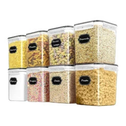 LW Collection Voorraadpotten 8 Stuks 2.5L Met Stickers