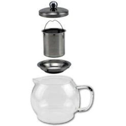 Merkloos Glazen Koffiepot-theekan-theepot - Met Filter - 1,2 Liter