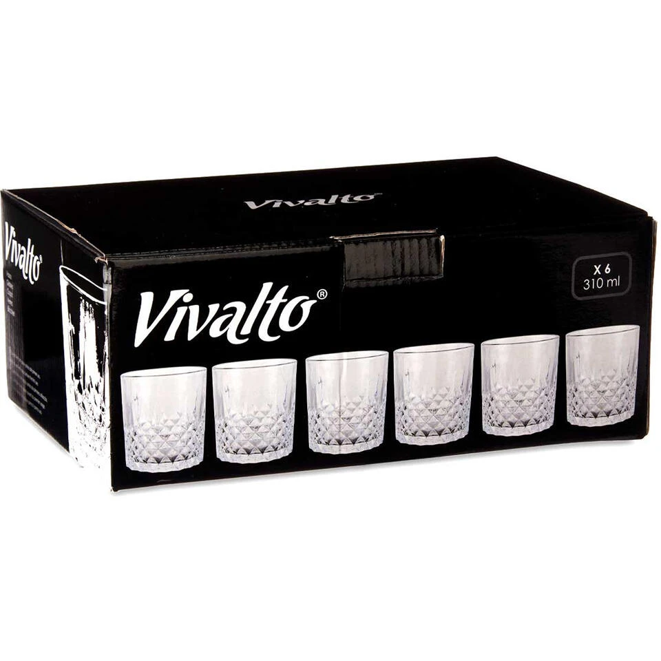 Vivalto Whisky Tumbler Glazen - 6x - Dandy Serie - Transparant - 310ml - Afbeelding 2