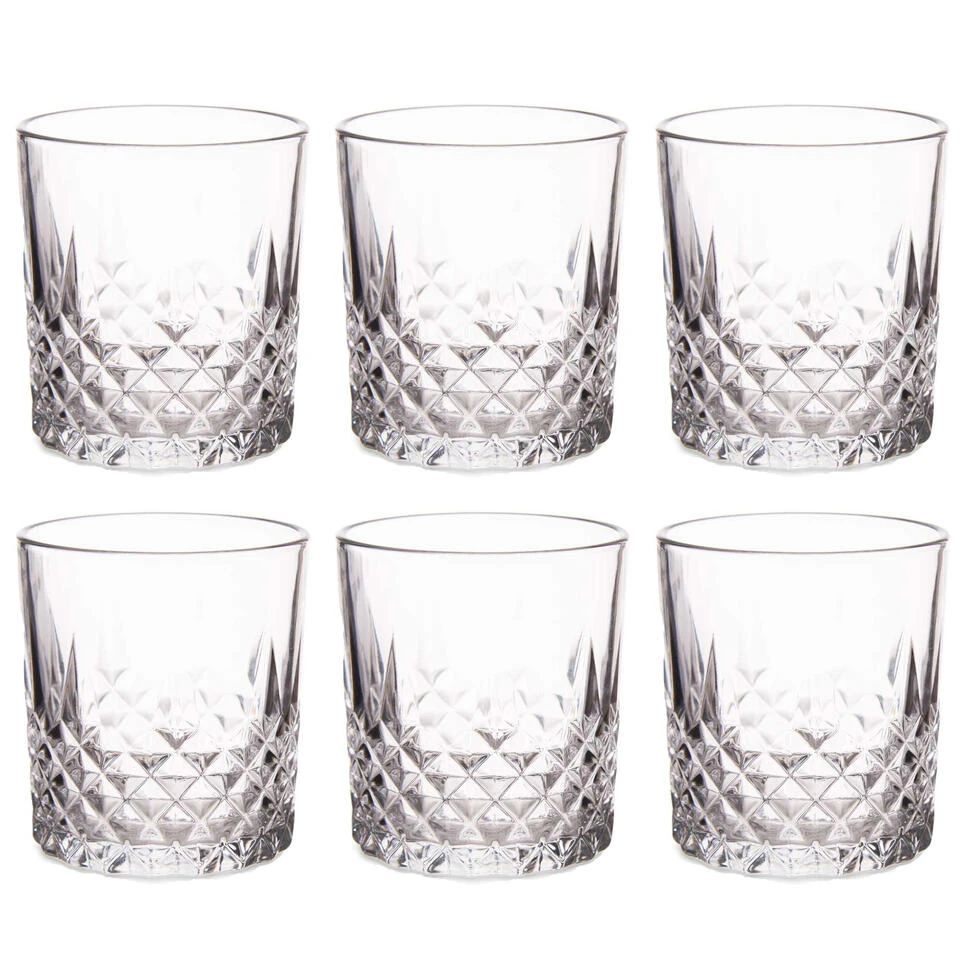 Vivalto Whisky Tumbler Glazen - 6x - Dandy Serie - Transparant - 310ml