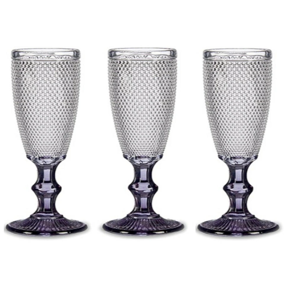 Vivalto - Luxe Champagneglazen Monaco Serie Set 6x Antraciet Voet 180 Ml