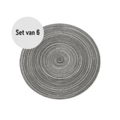 Krumble Placemat Rond - Zilver/grijs - Set Van 6
