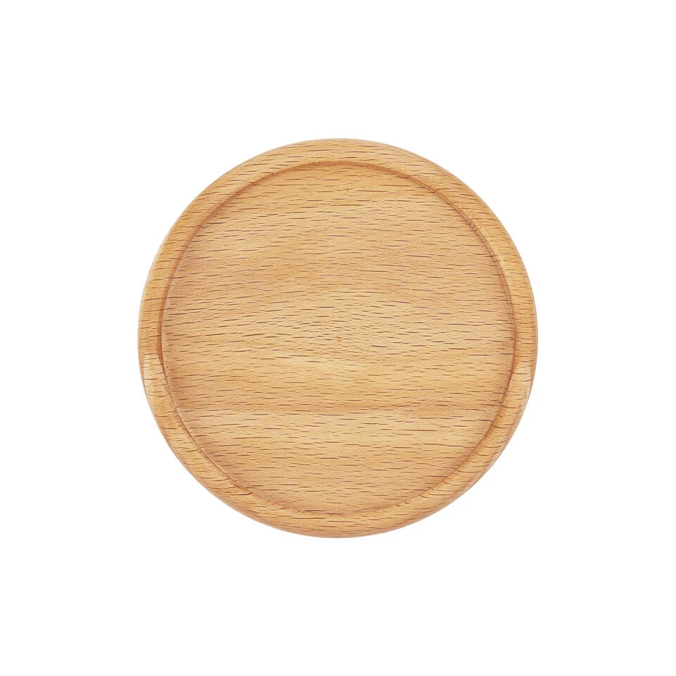 QUVIO Glasonderzetters - Set Van 4 - Rond - Hout - Lichtbruin - Afbeelding 3