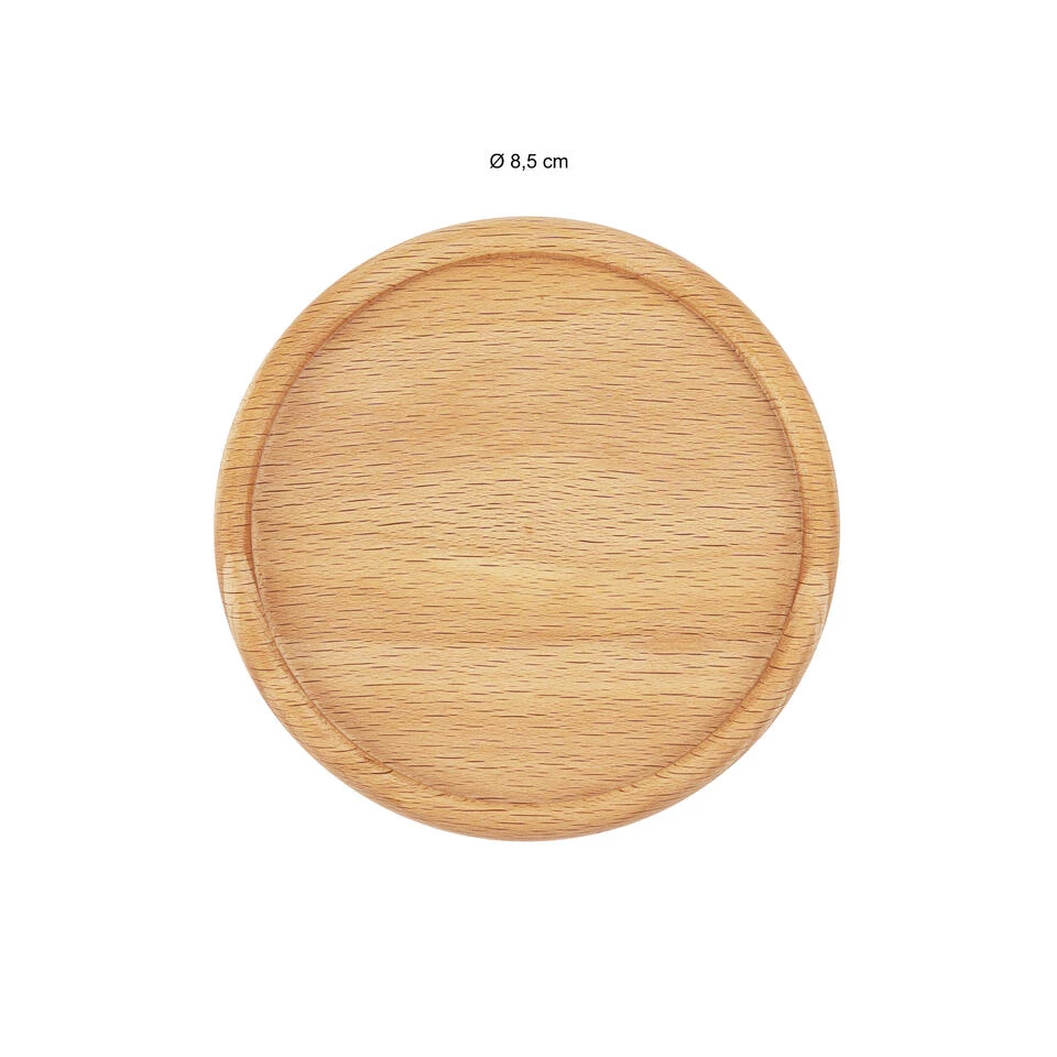 QUVIO Glasonderzetters - Set Van 4 - Rond - Hout - Lichtbruin - Afbeelding 4