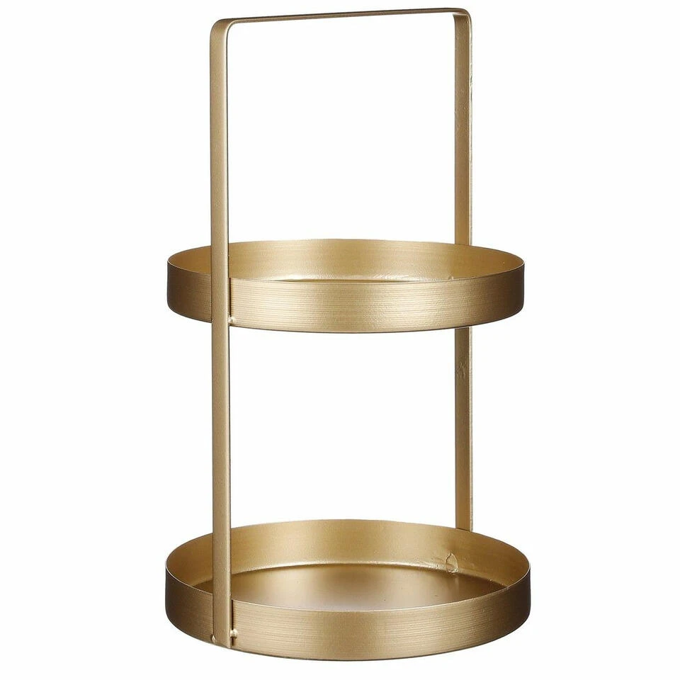Mica Decorations Etagere - 2-laags - Metaal - Goud - H41 X D25 Cm