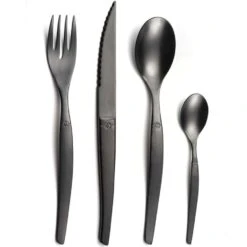 Lou Laguiole 16-delige Bestekset Jet Stonewash Zwart