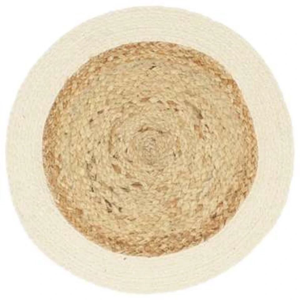 VidaXL Placemats 4 St Rond 38 Cm Jute En Katoen Natuurlijk - Afbeelding 3