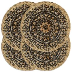 VidaXL Placemats 4 St Rond 38 Cm Jute Donkerblauw