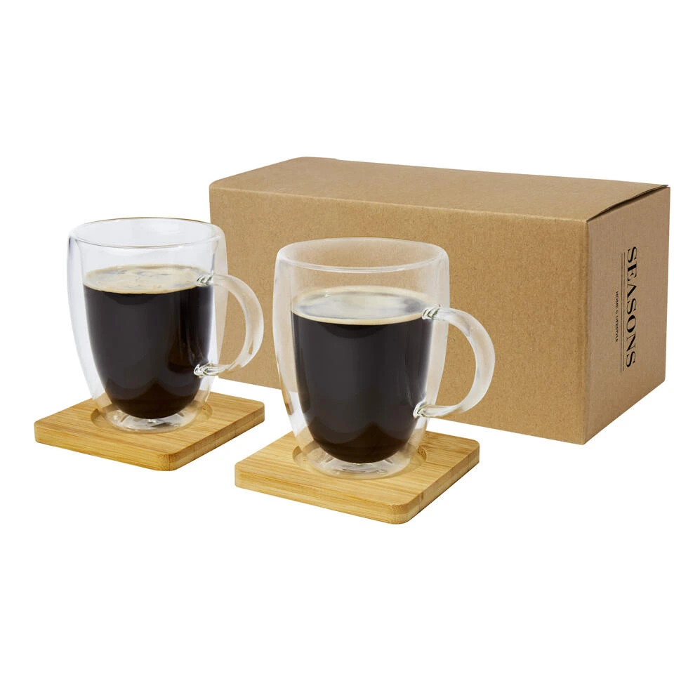 Seasons Dubbelwandige Koffieglazen 350 Ml - 2 St - Incl. Onderzetters - Afbeelding 2