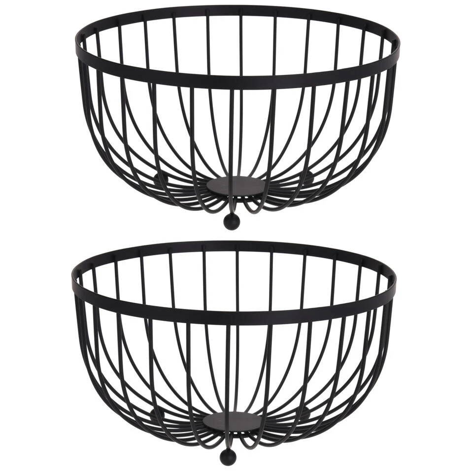 Excellent Houseware Fruitmand - Metalen - Zwart - 25 Cm - Afbeelding 2