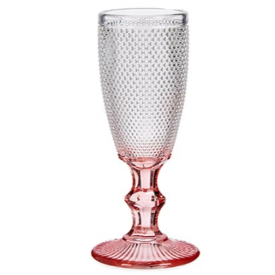 Vivalto - Luxe Champagneglazen Monaco Serie Set 6x Op Roze Voet 180 Ml - Afbeelding 2