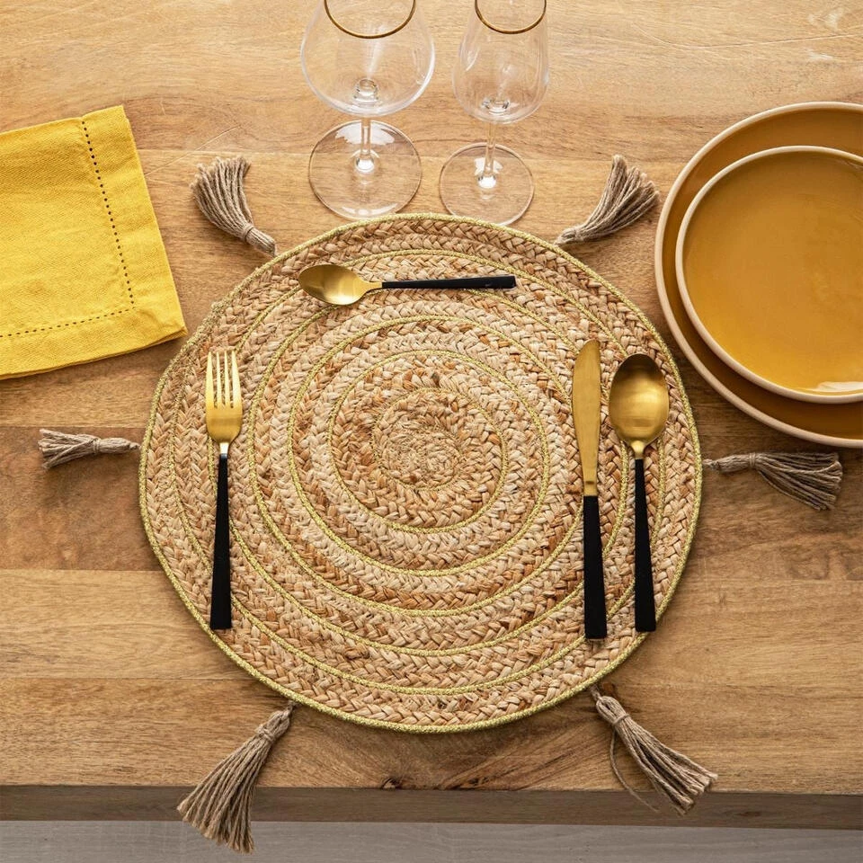 Atmosphera Placemat - Raffia Naturel - Rond - 38 Cm - Afbeelding 2